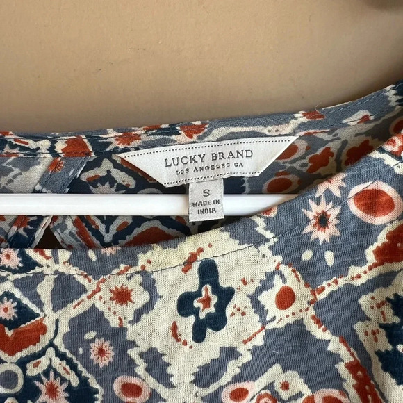Bohemian Print Flutter Sleeve Short Sleeve Top - Lucky Brand - Size Small - Picture 2 of 4